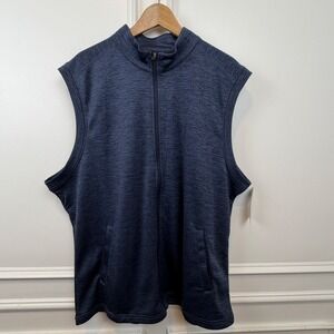 Pro Tour Coolplay Mens XL Navy Blue Heathered Full Zip Golf Vest Mock Neck NWT